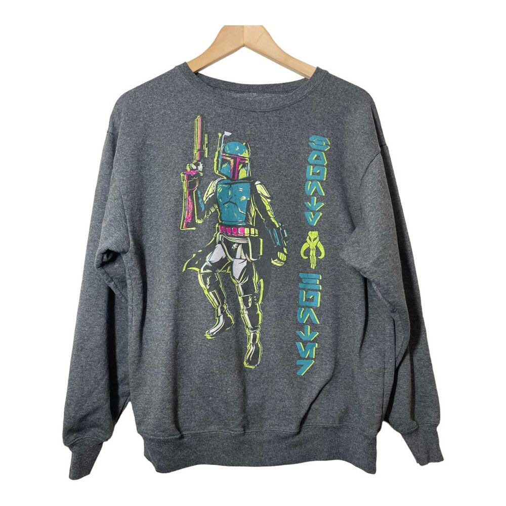 Disney Boba Fett Star Wars Sweatshirt Gray Medium Womens Graphic